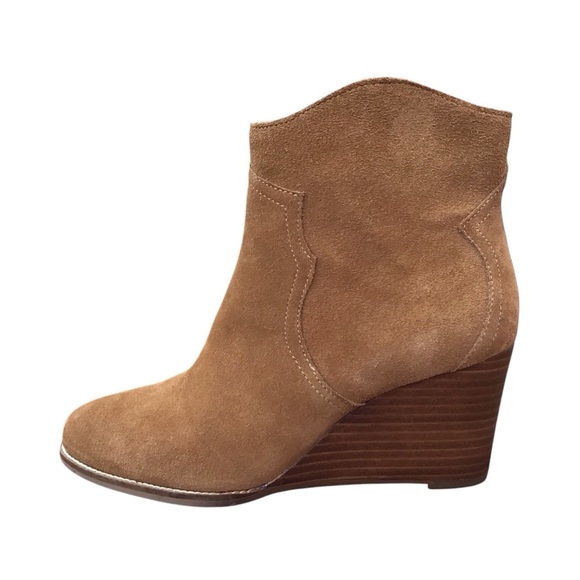 Andre Assous Sally Cognac Suede Wedge Ankle Bootie Size 8M - Picture 9 of 10